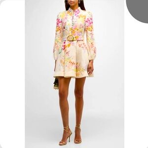 Floral Linen Belted Dress